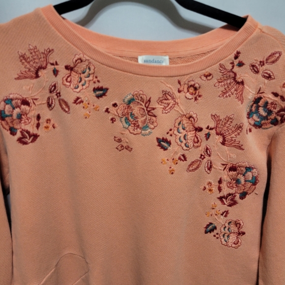 Sundance Clementine Fields Sweatshirt Womens Small Embroidered Flowers Orange - Picture 3 of 6